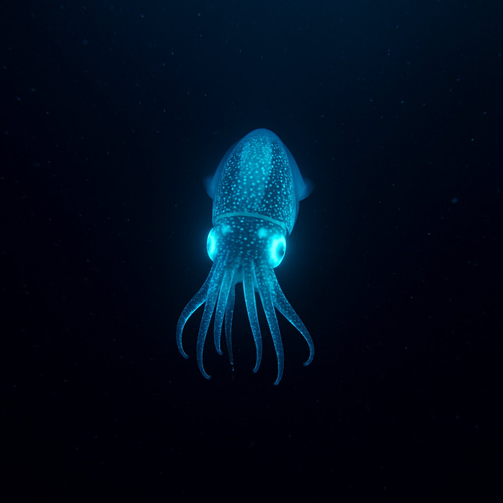 Calmar luciole bioluminescent dans l'océan