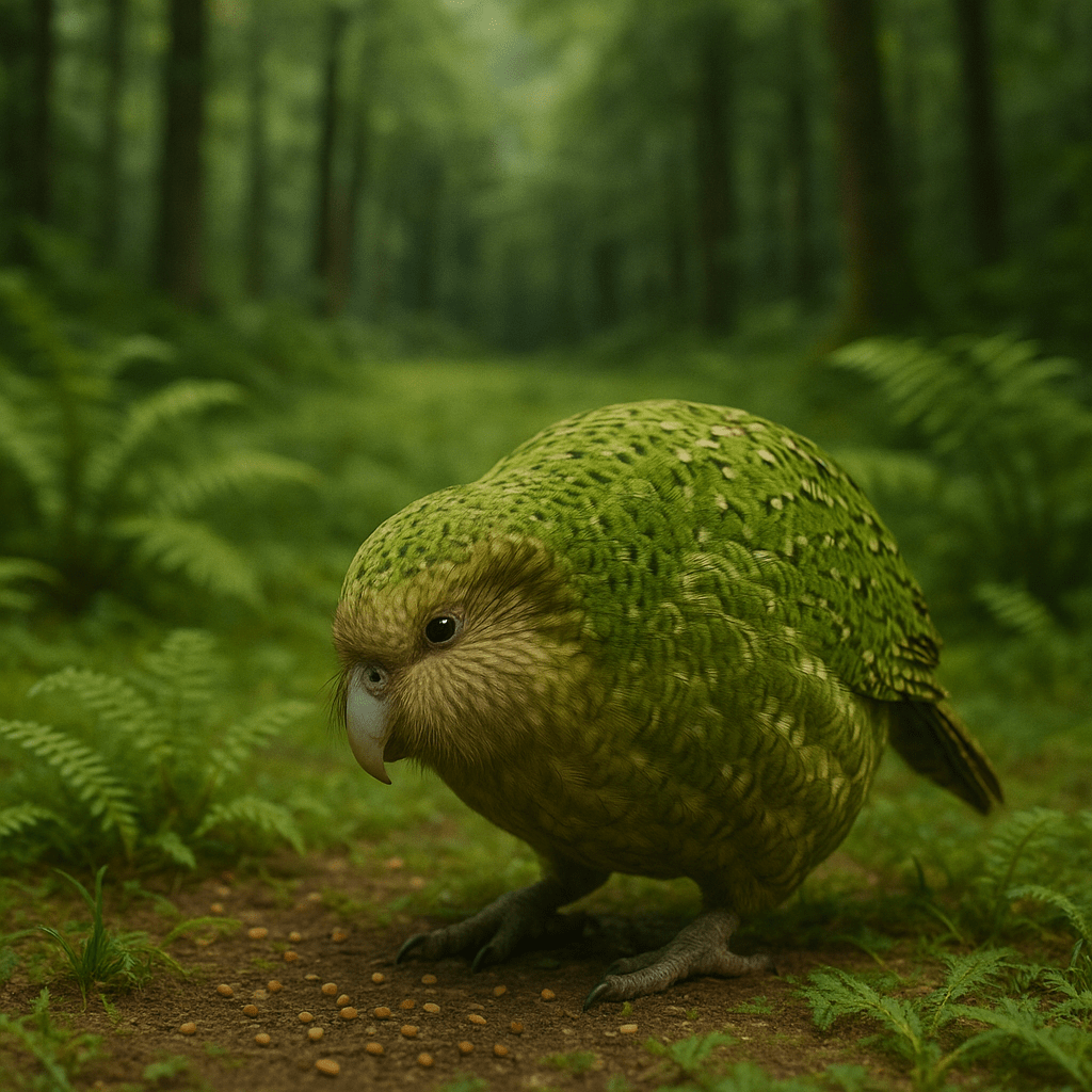 Kakapo perché sur une branche