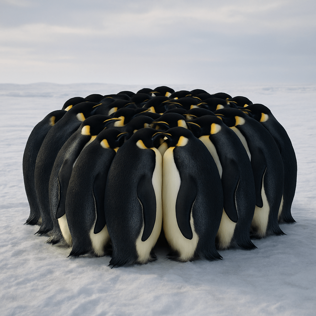 Manchots empereurs dans la glace