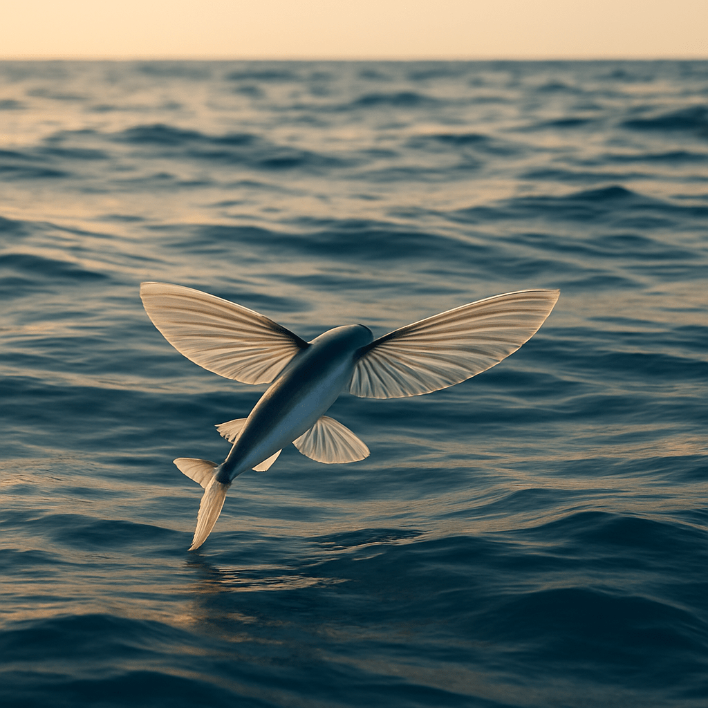 Poisson volant sautant hors de l'eau