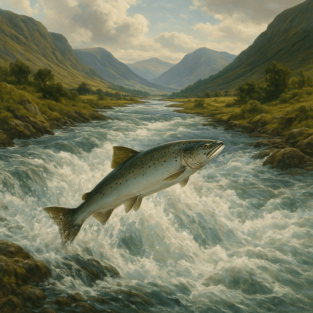 Saumon sautant hors de l’eau