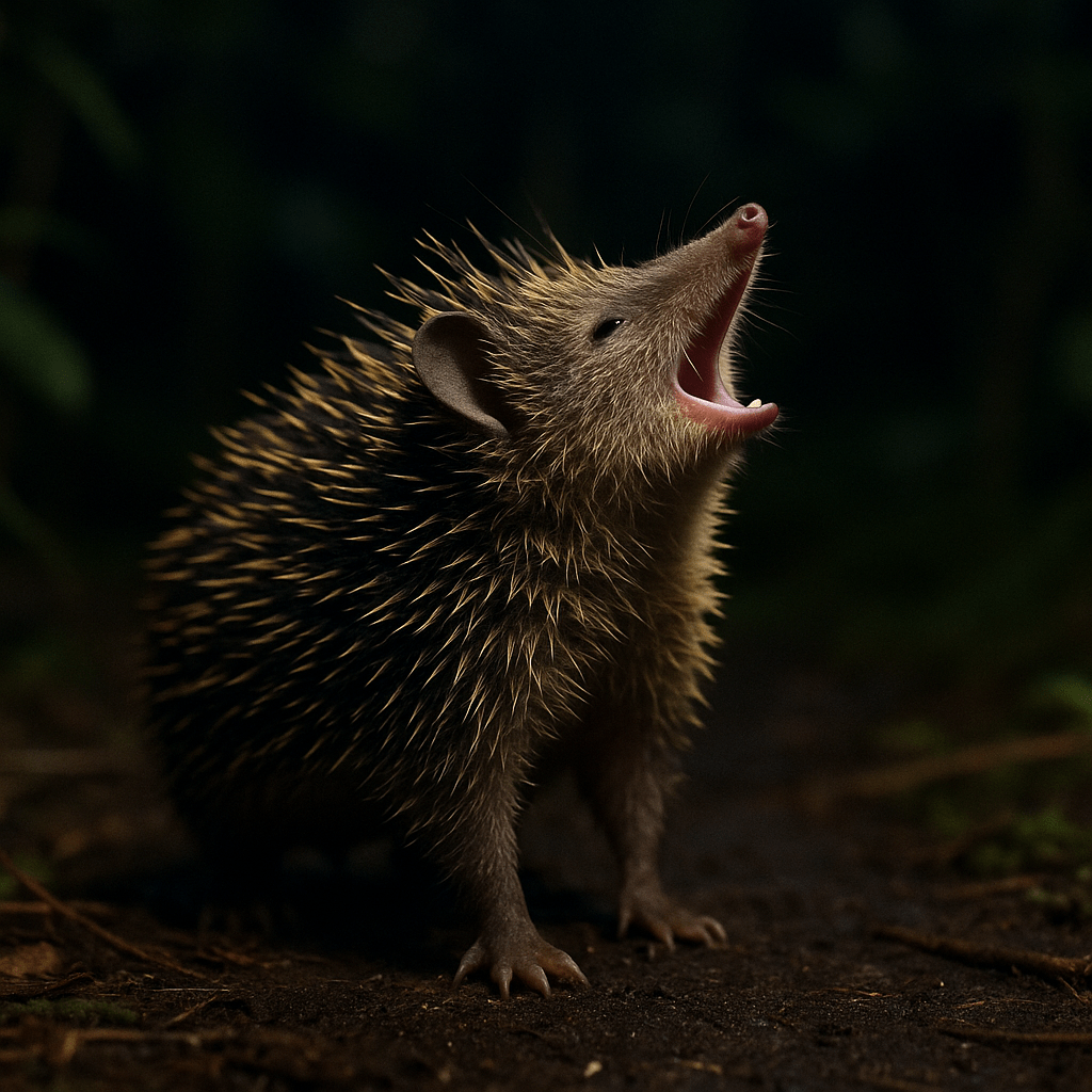 Tenrec chantant dans la forêt