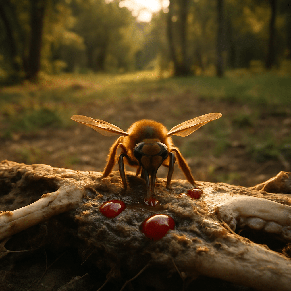 Abeille-vautour en pleine fermentation de viande