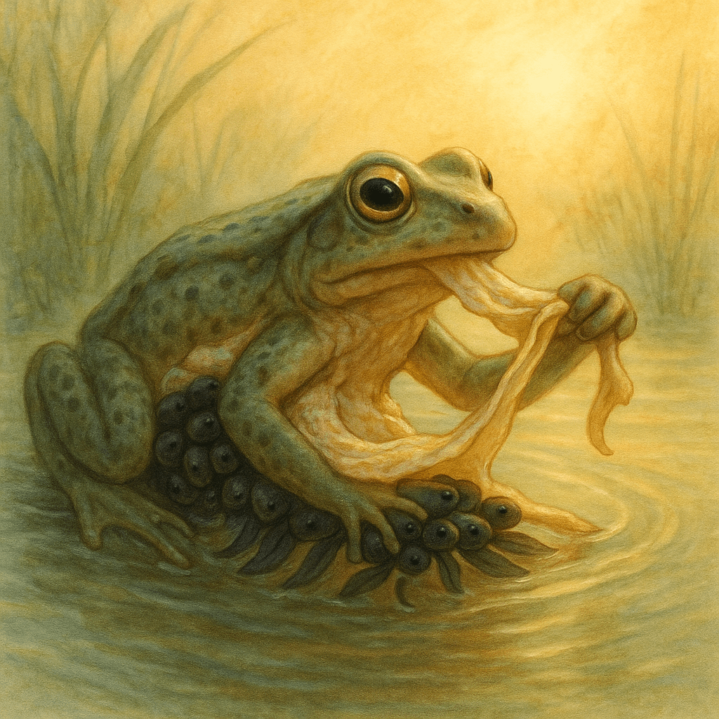 Cécilie couleuvre amphibienne nourrissant ses petits