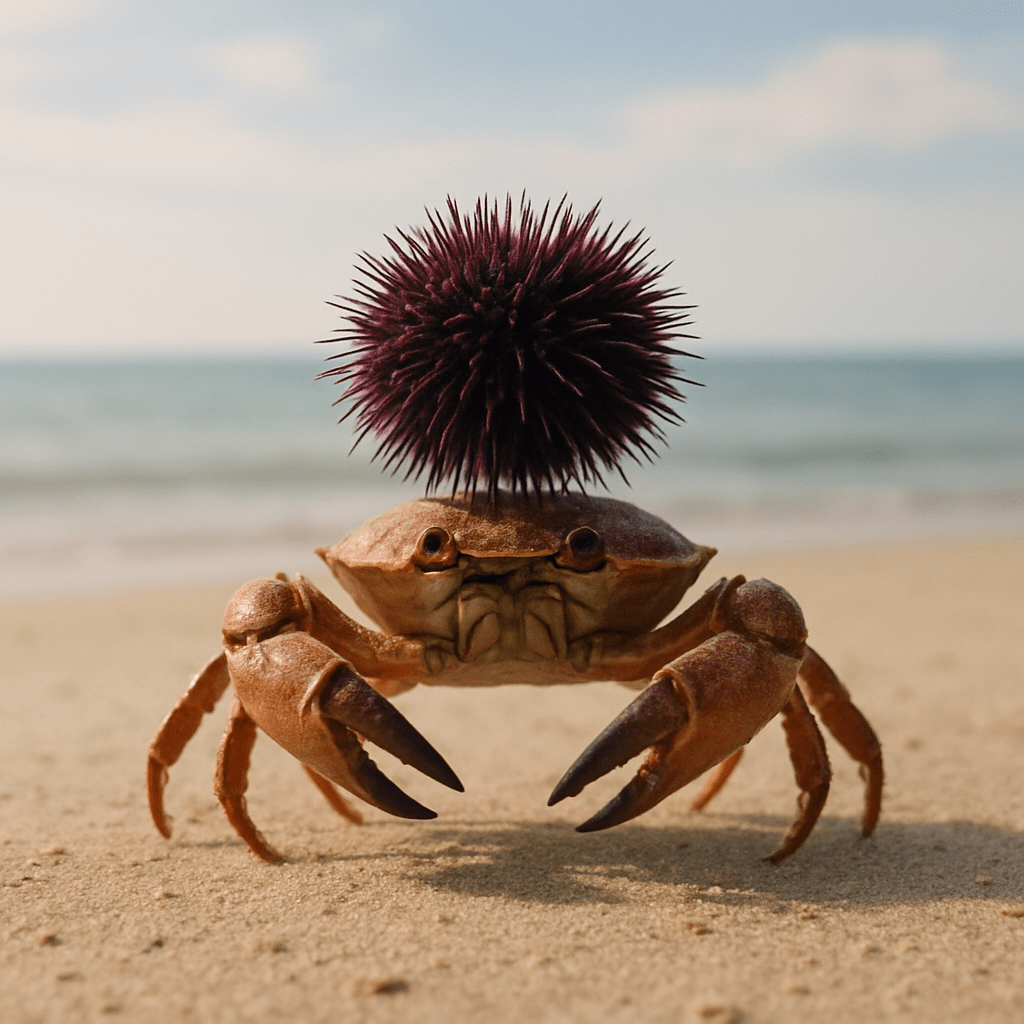 Crabe-oursin sur un fond marin