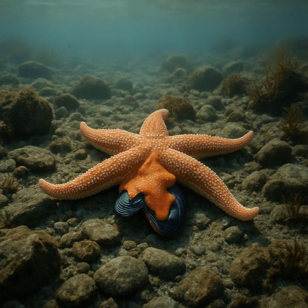 Étoile de mer l'estomac externe