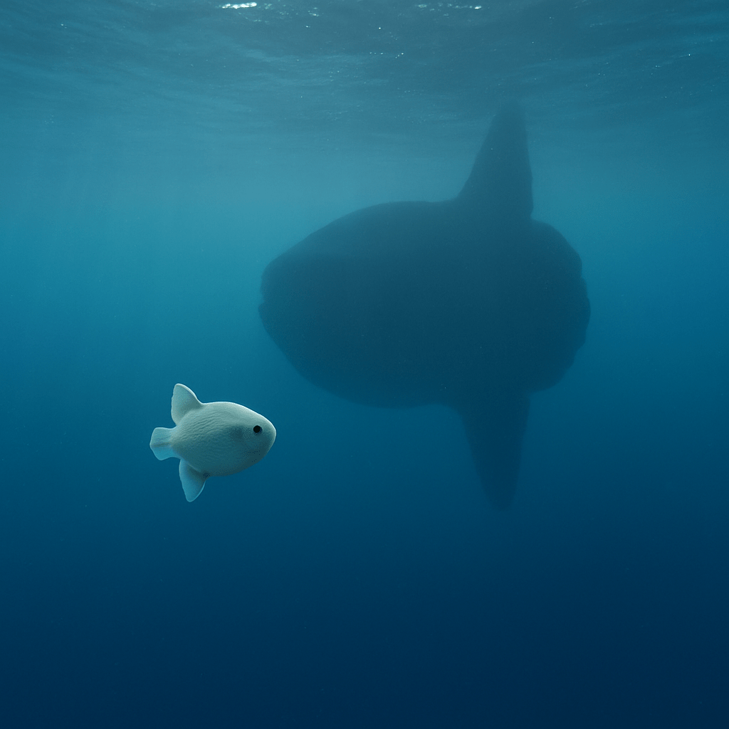 Môle poisson-lune nageant près de la surface