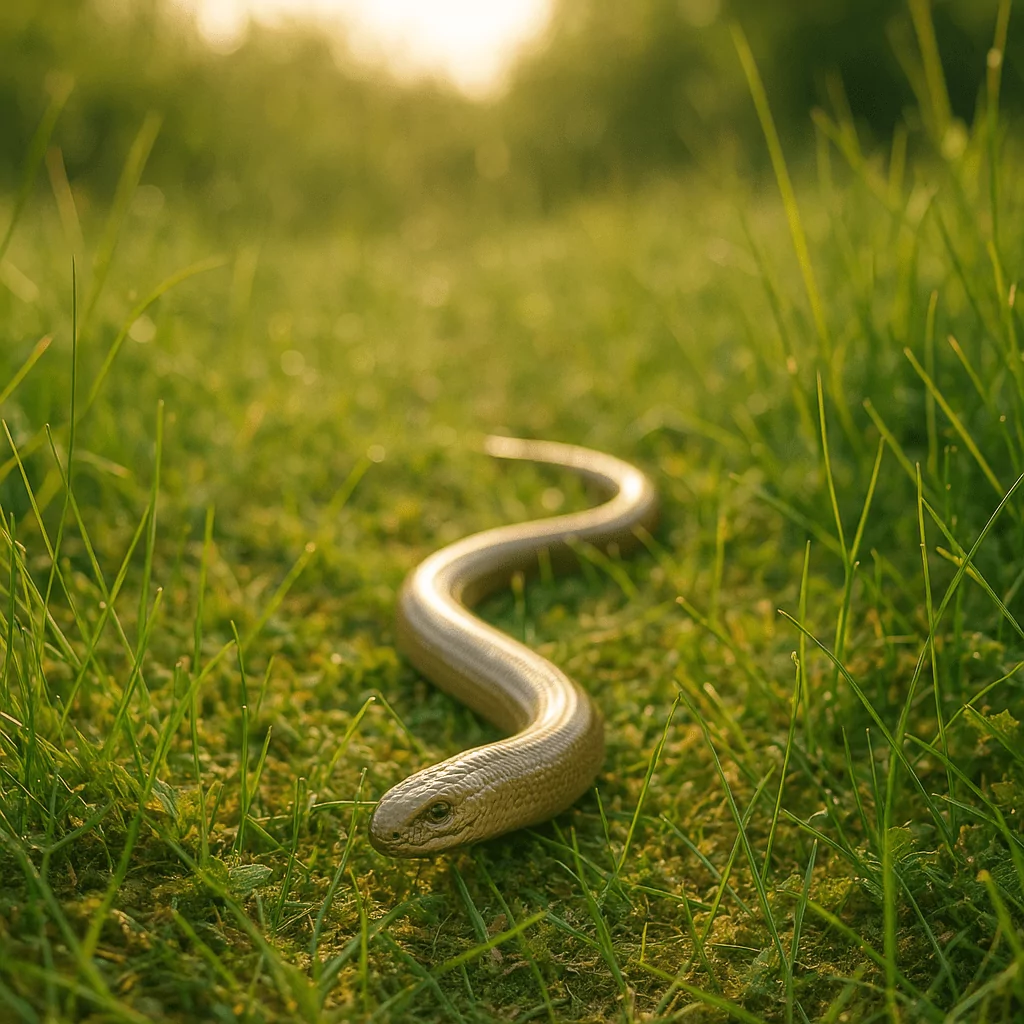 Orvet montrant sa peau lisse et écailleuse