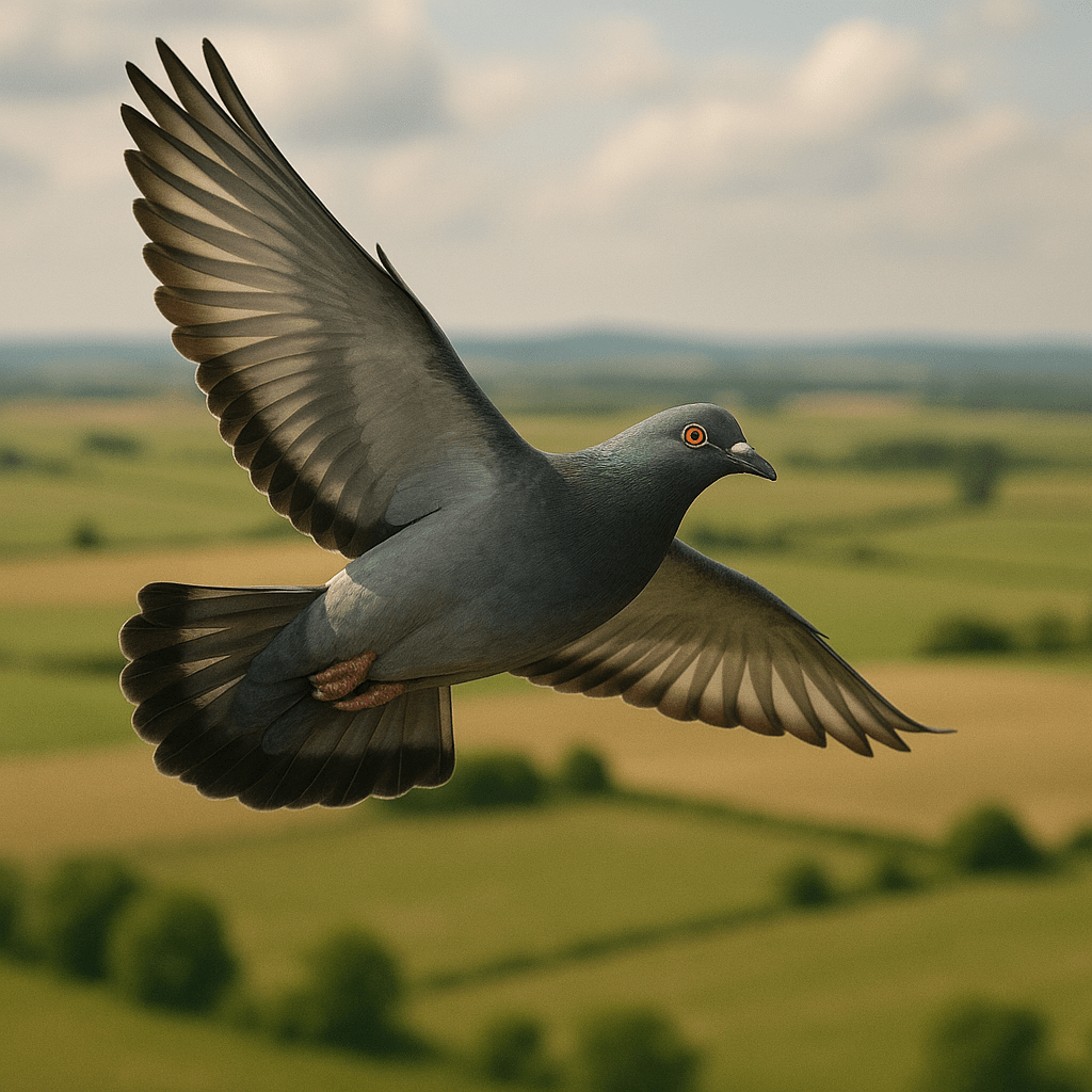 Pigeon voyageur en vol