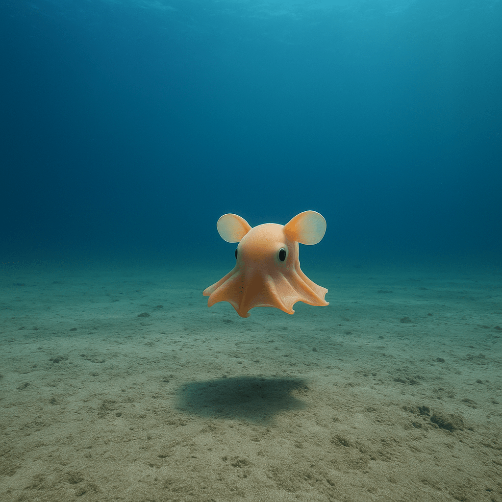 Poulpe Dumbo nageant avec ses nageoires en forme d’oreilles