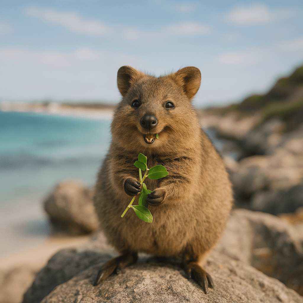 Quokka souriant sur une île australienne