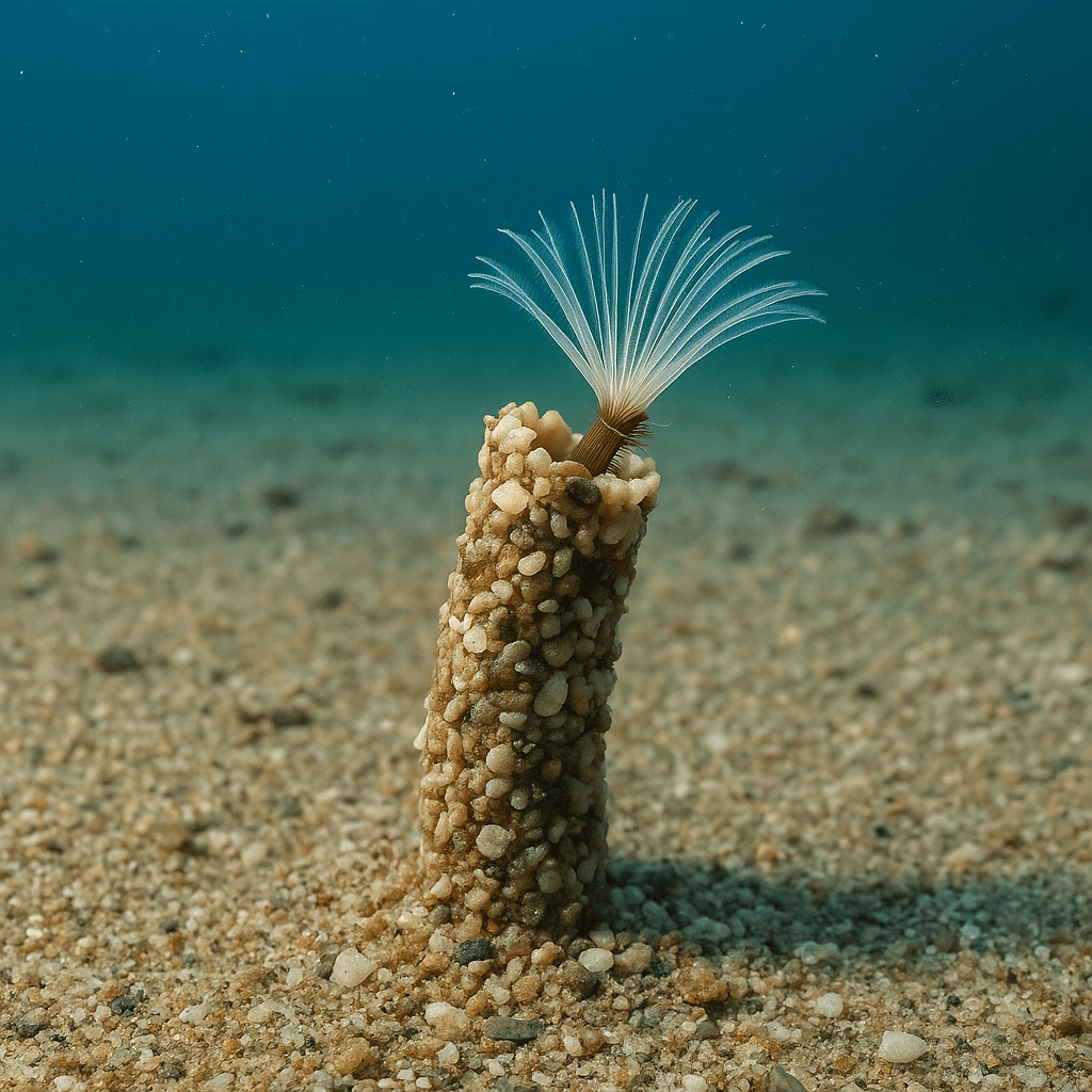 Ver tubicole dans son tunnel de sable