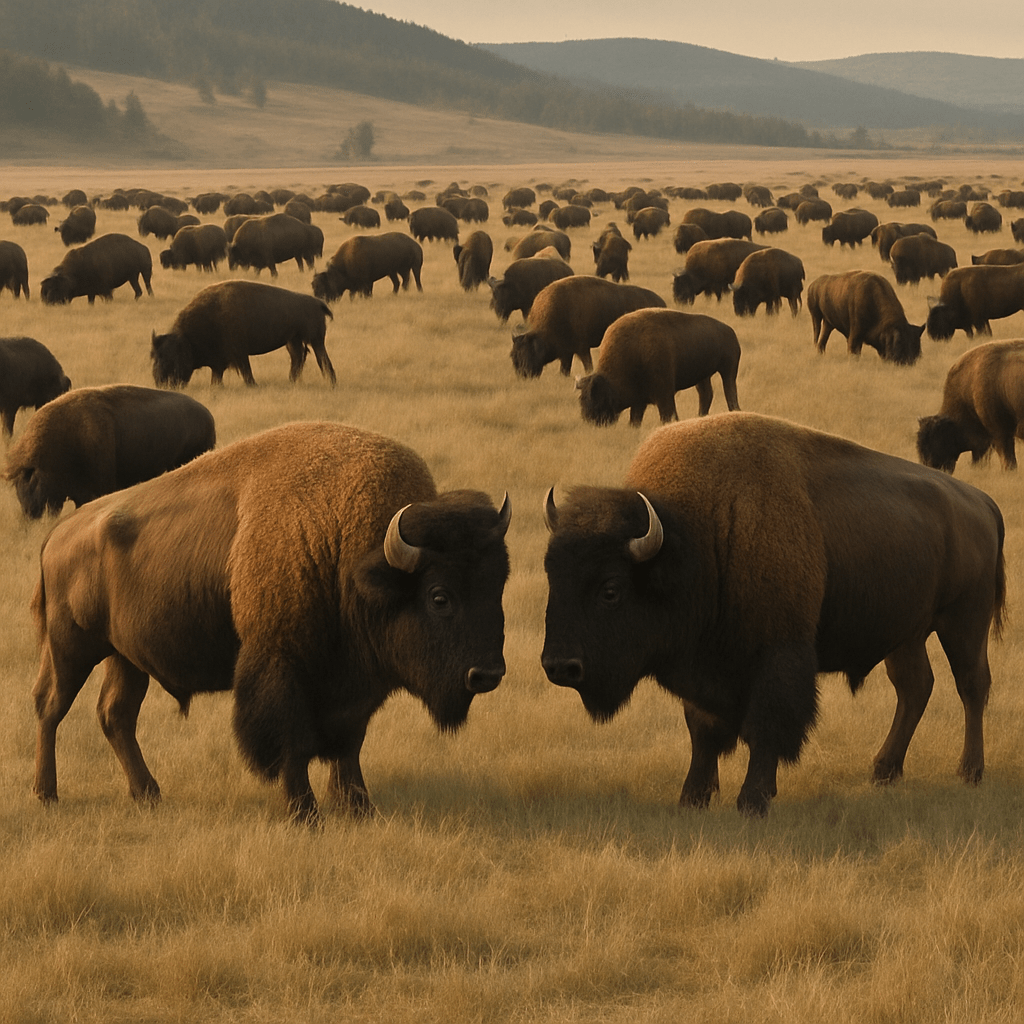 Gros plan sur un bison regardant droit devant