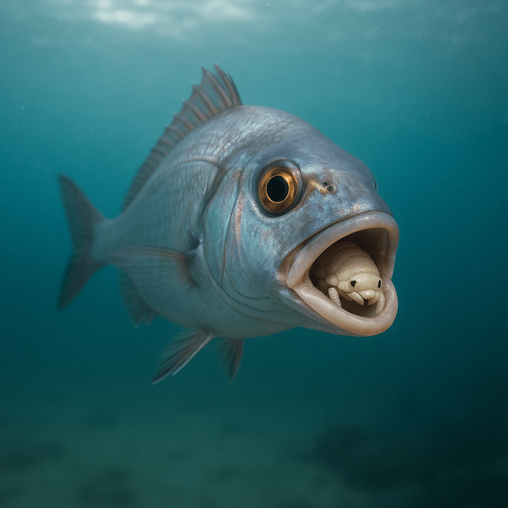 Cymothoa exigua remplace la langue d'un poisson
