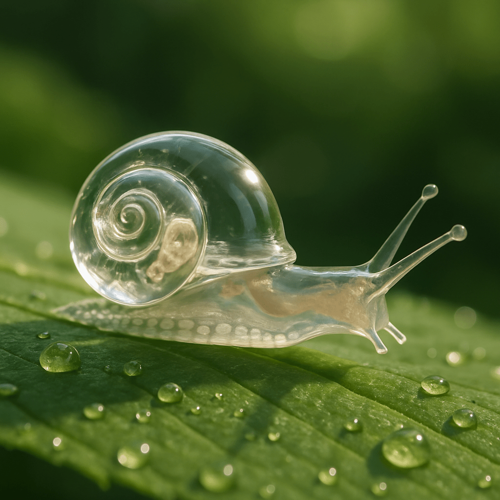 Escargot de cristal sur fond neutre