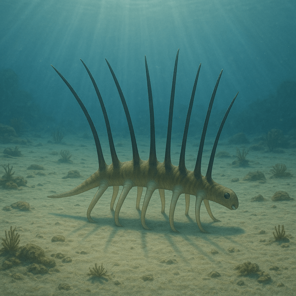 Fossile d’Hallucigenia vu de profil