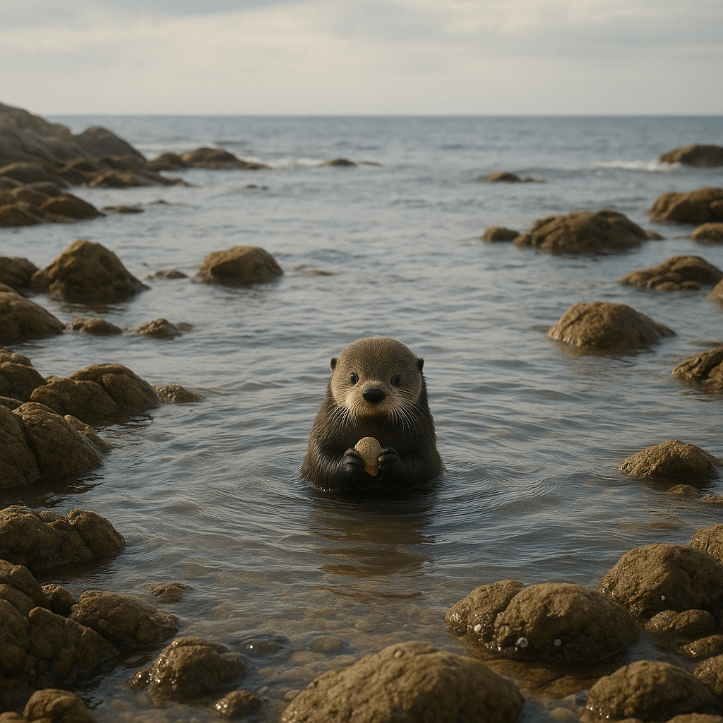 Loutre de mer utilisant un outil