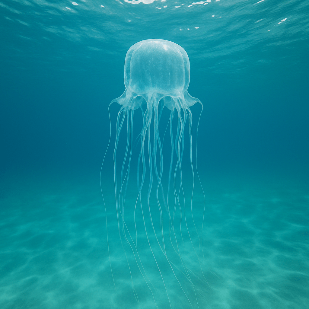 Méduse-boîte en gros plan