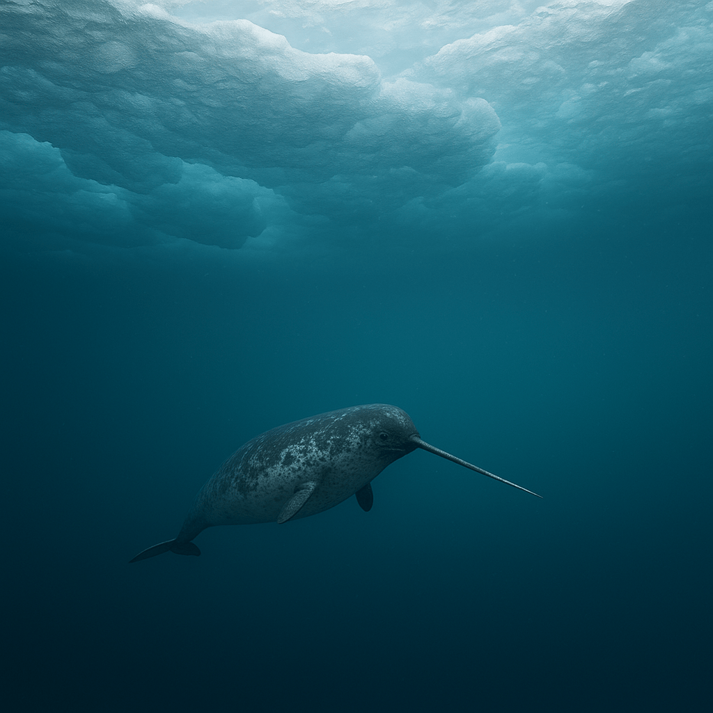 Narval près de la surface de l'océan