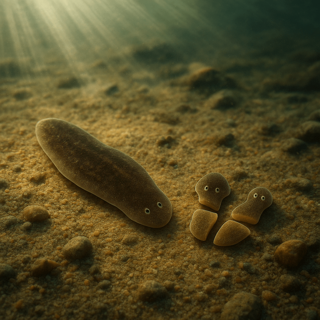 Ver plat (planaire) observé en gros plan