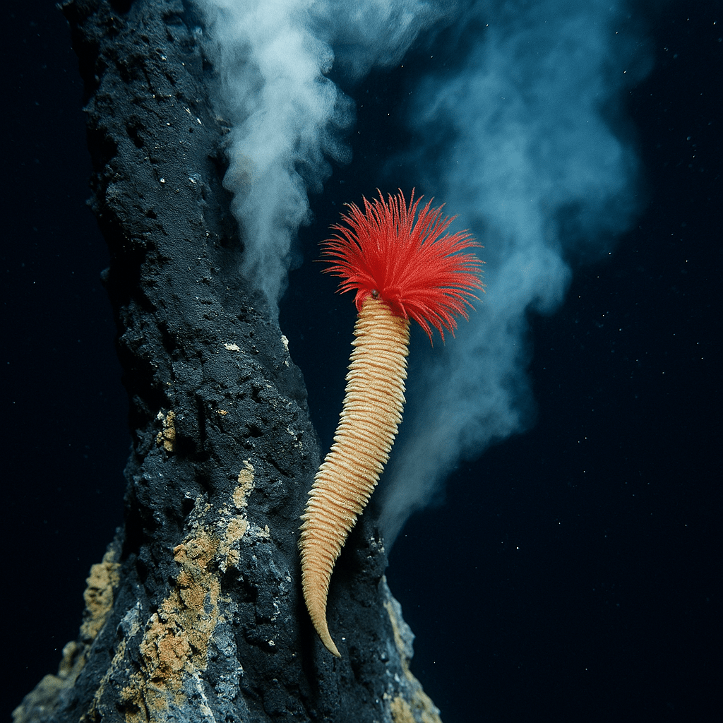 Ver de Pompéi sur un tube hydrothermal