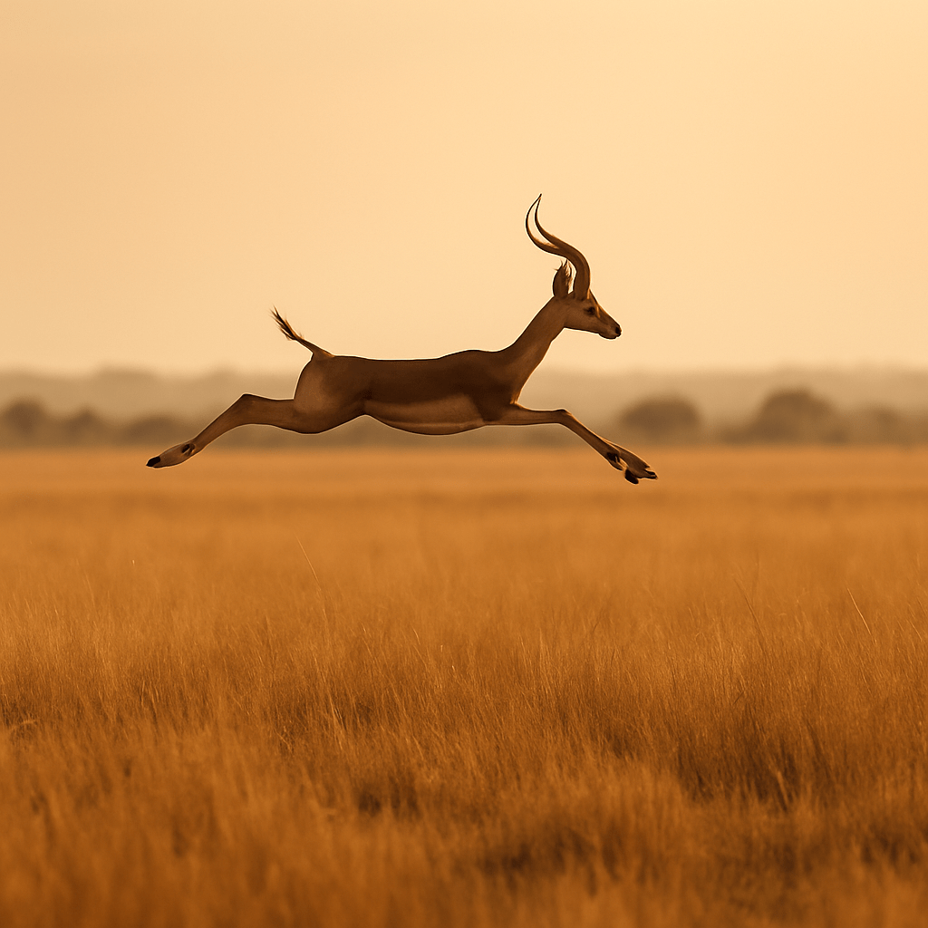 Antilope cervicapre effectuant un saut impressionnant