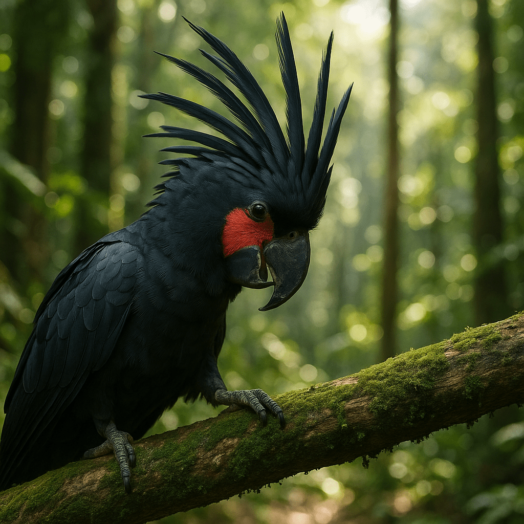 Cacatoès noir en pleine action