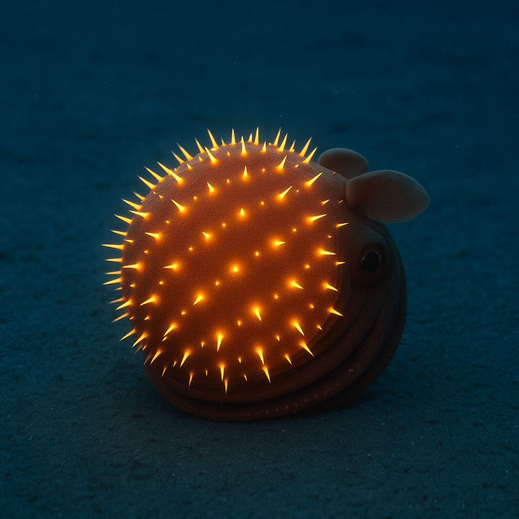 Calamar vampire montrant sa défense en forme d'ananas