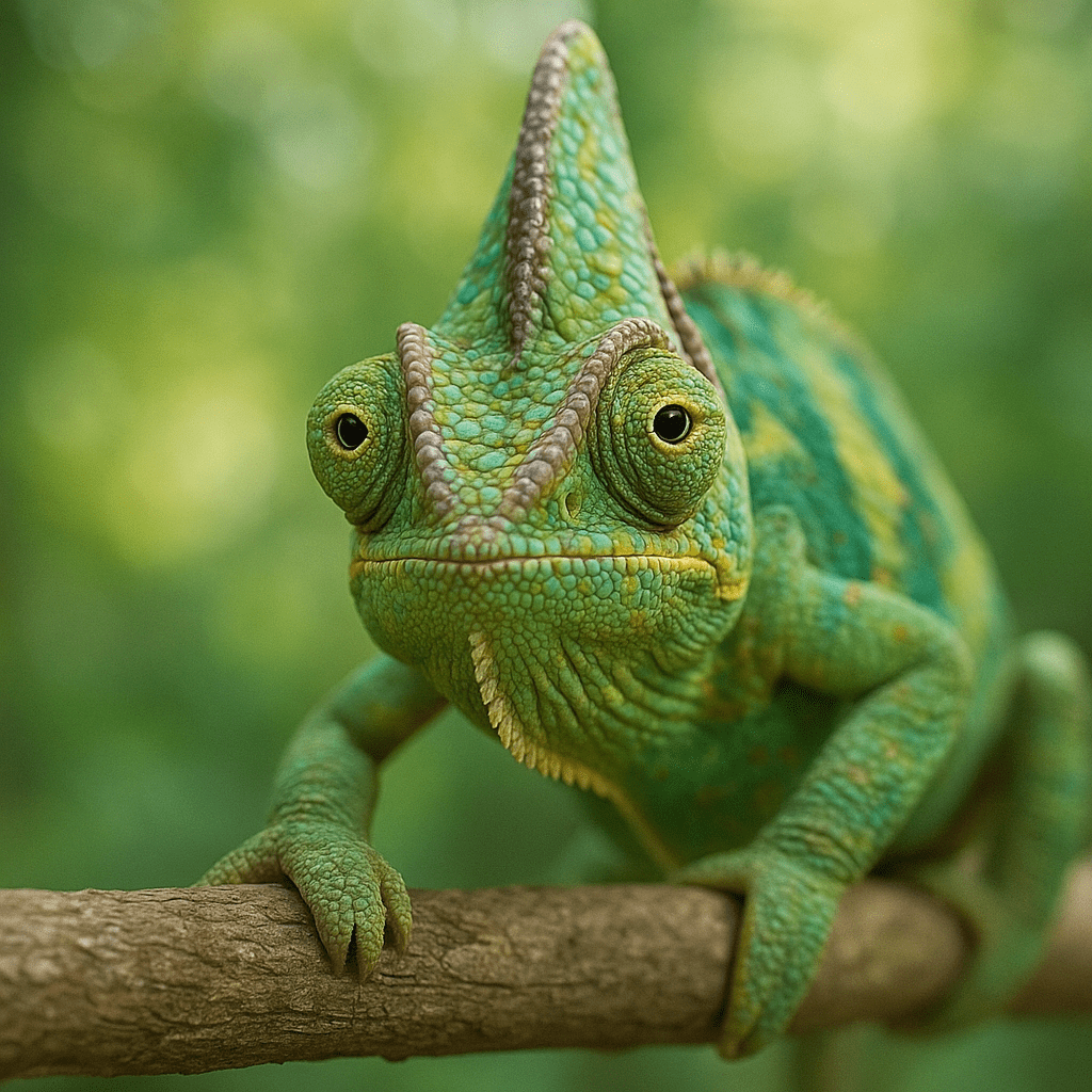 Caméléon montrant ses yeux indépendants à 360°