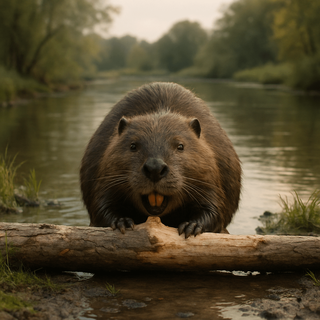 Castor en train de ronger du bois