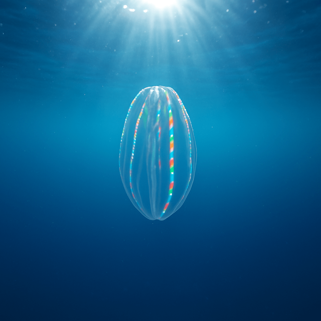 Un cténophore aux couleurs irisées