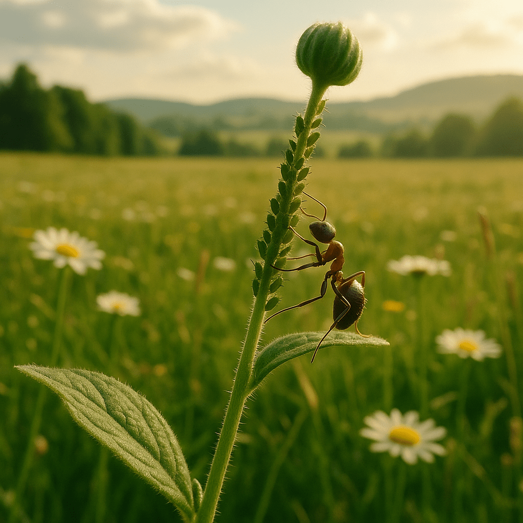 Fourmi élevant des pucerons