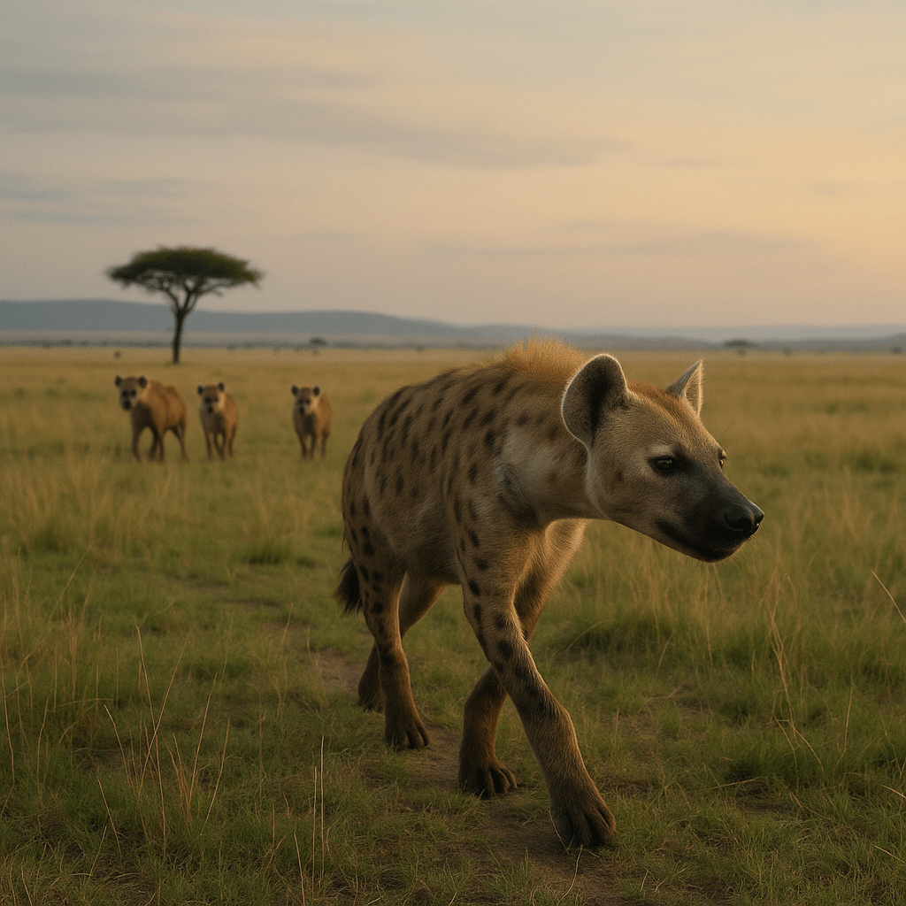 Hyène tachetée dans la savane