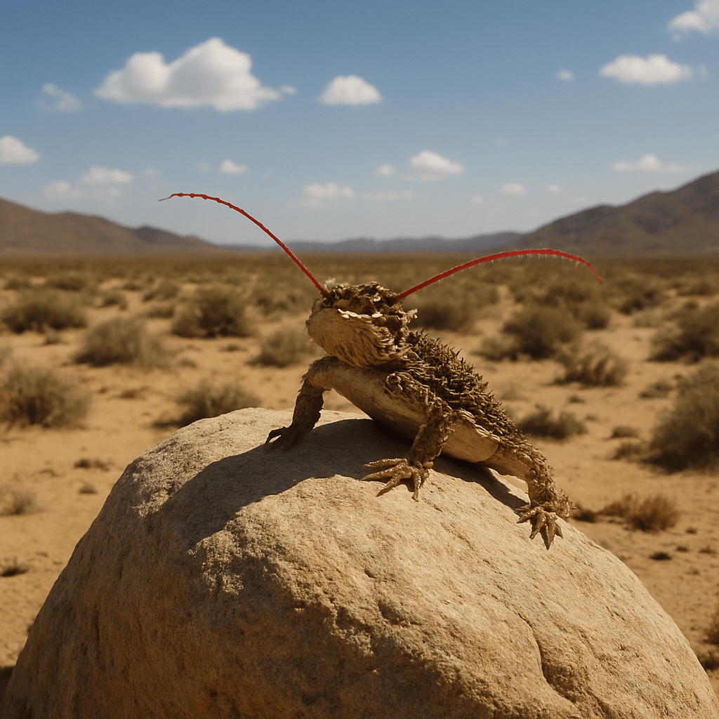 Lézard cornu projetant du sang par les yeux