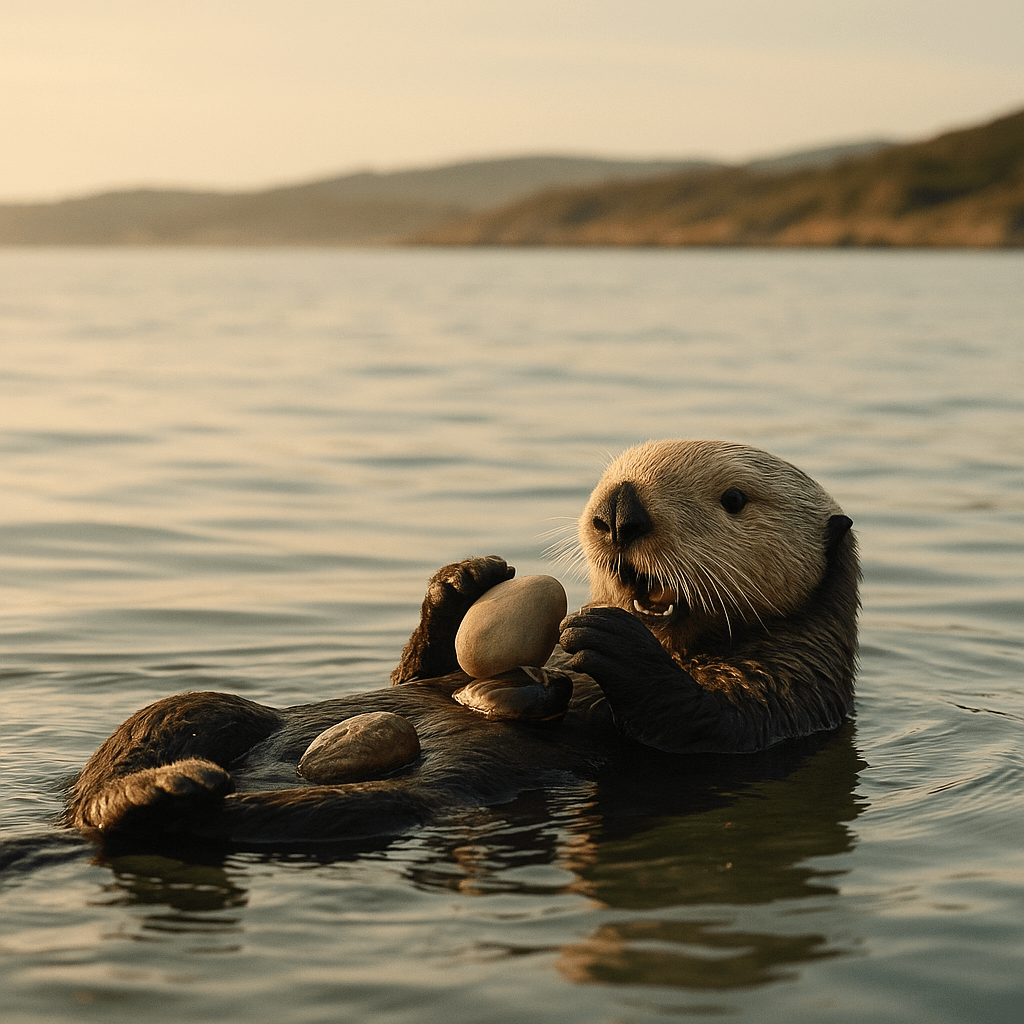 Loutre de mer utilisant un outil