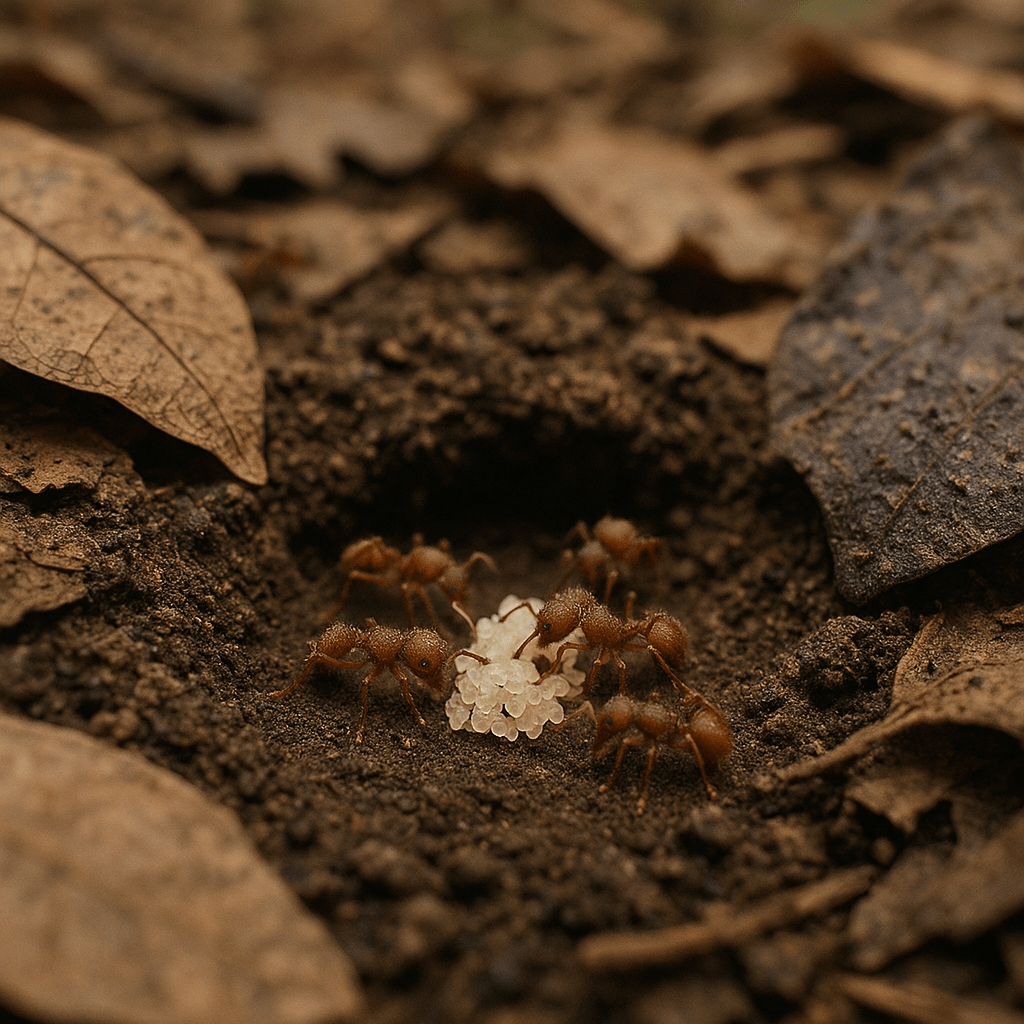 Fourmi Mycocepurus cultivant un champignon