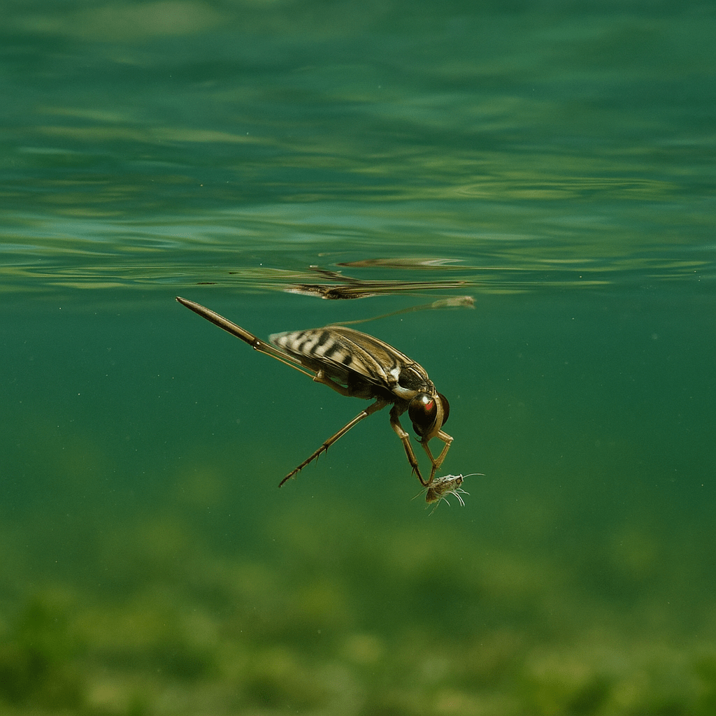 Notonecte nageant sur le dos