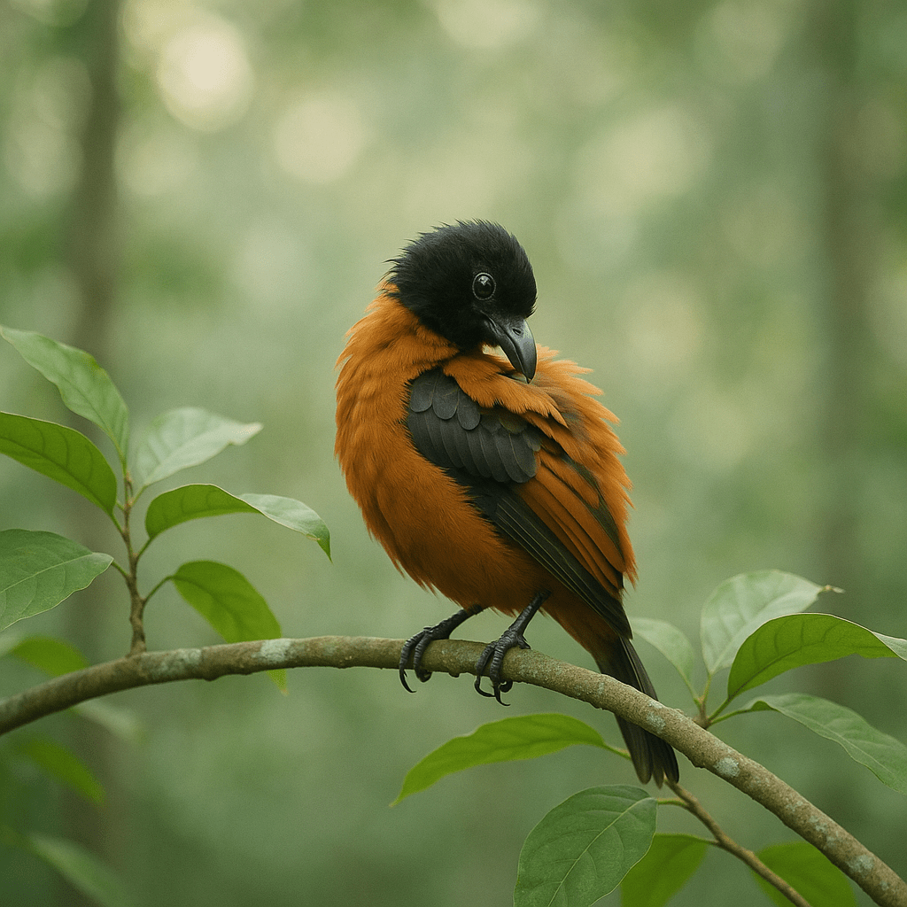 Pitohui perché dans la forêt