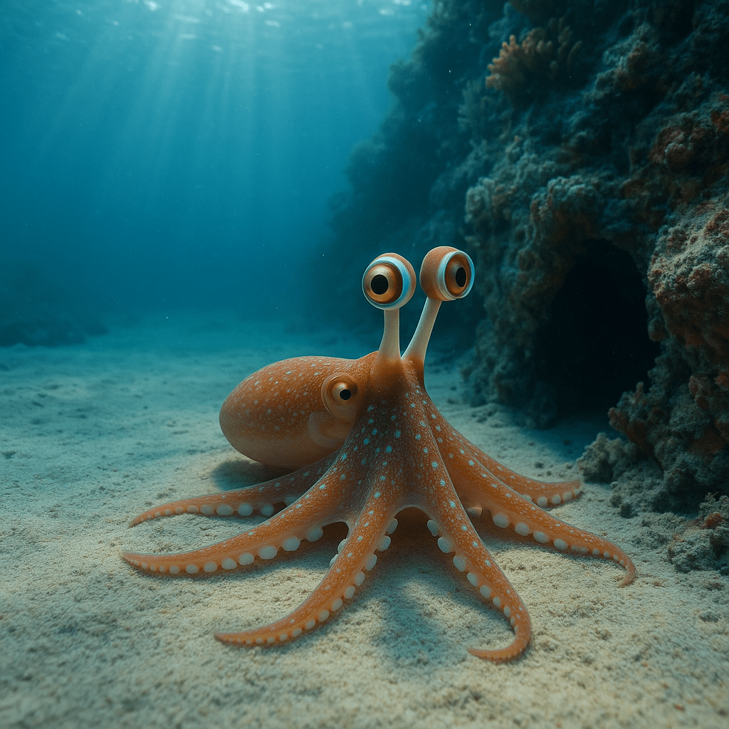 Poulpe télescope montrant ses yeux rotatifs