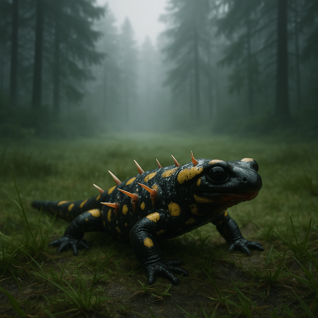 Salamandre espagnole transperçant sa peau avec ses côtes