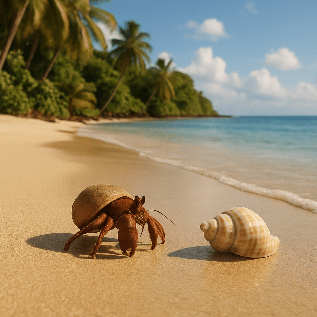 Bernard-l'ermite en train de changer de coquille