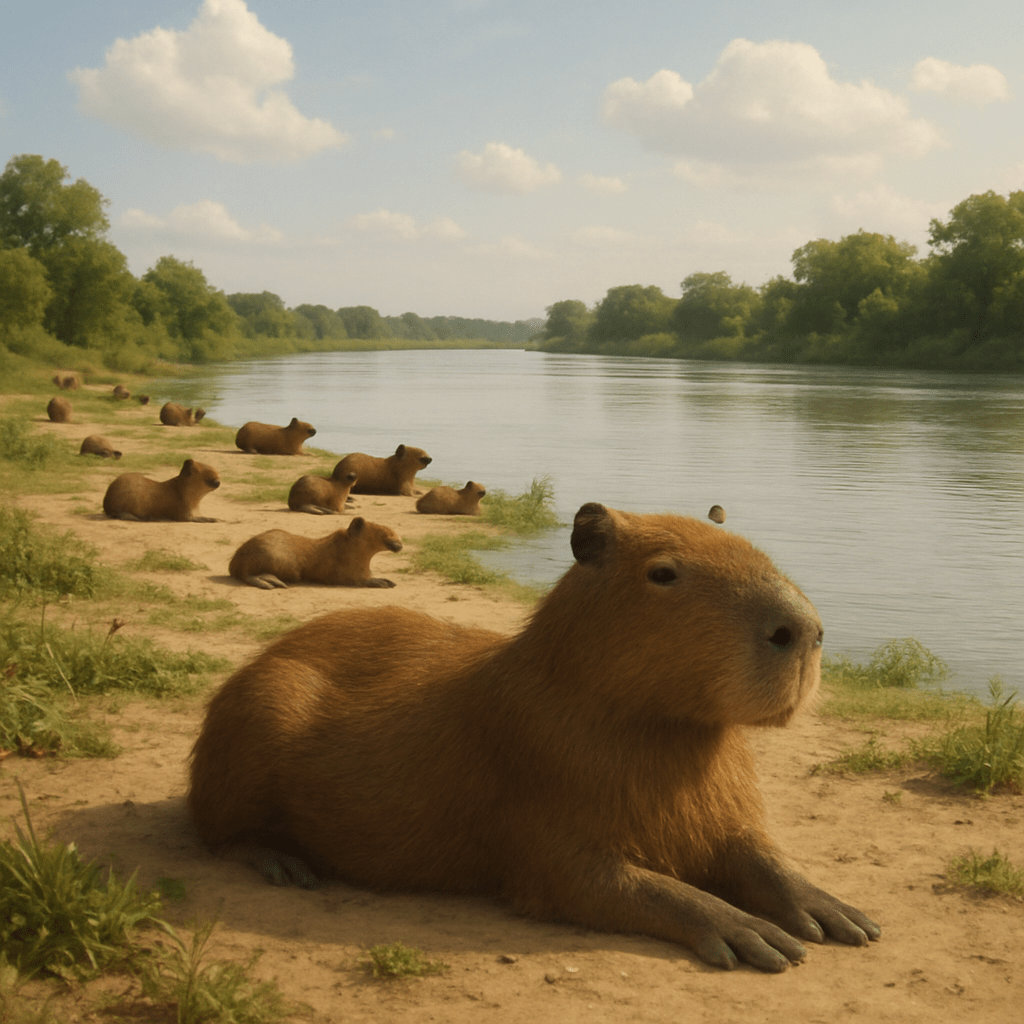 Capybara se relaxant dans l'eau