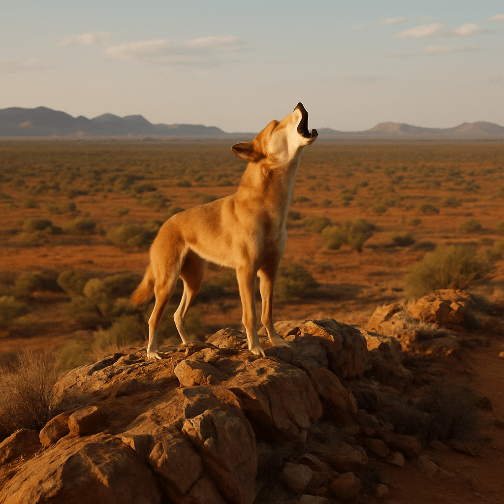 Dingo hurlant dans la nature