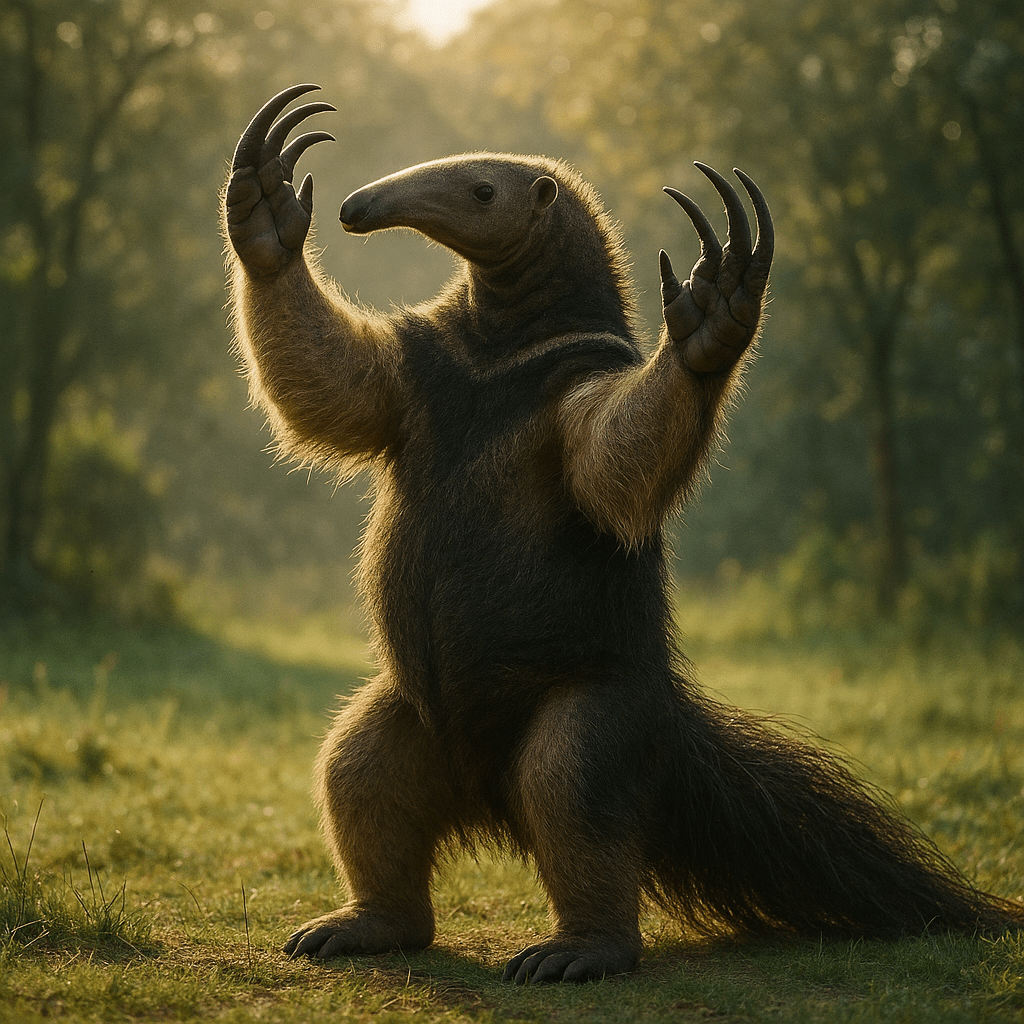 Fourmilier géant montrant ses griffes