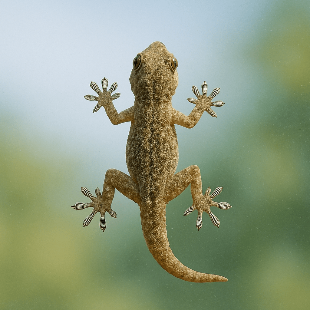 Un gecko accroché à une vitre