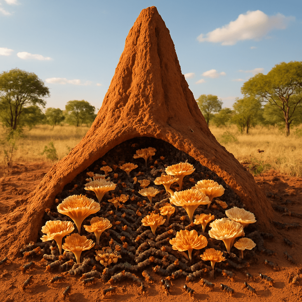 Termite cultivant des champignons dans sa colonie