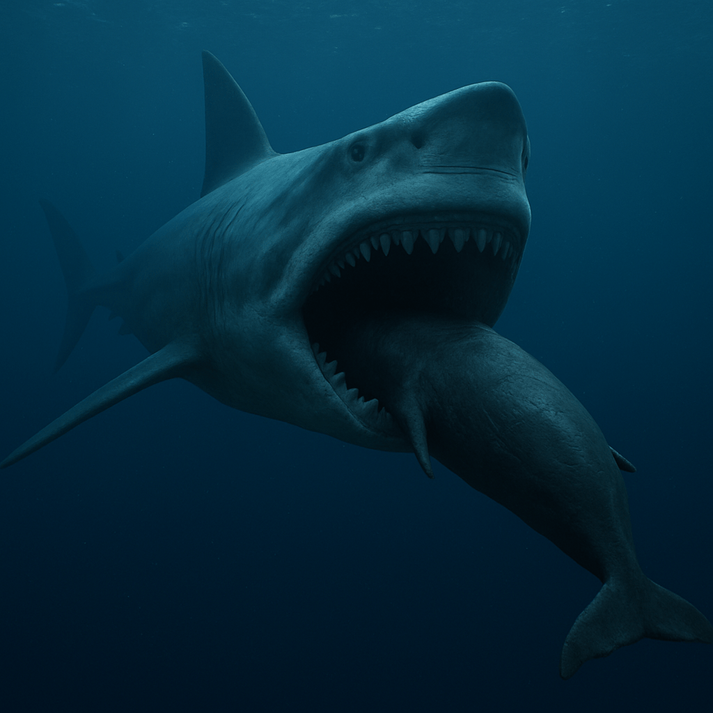 Mégalodon ouvrant la mâchoire