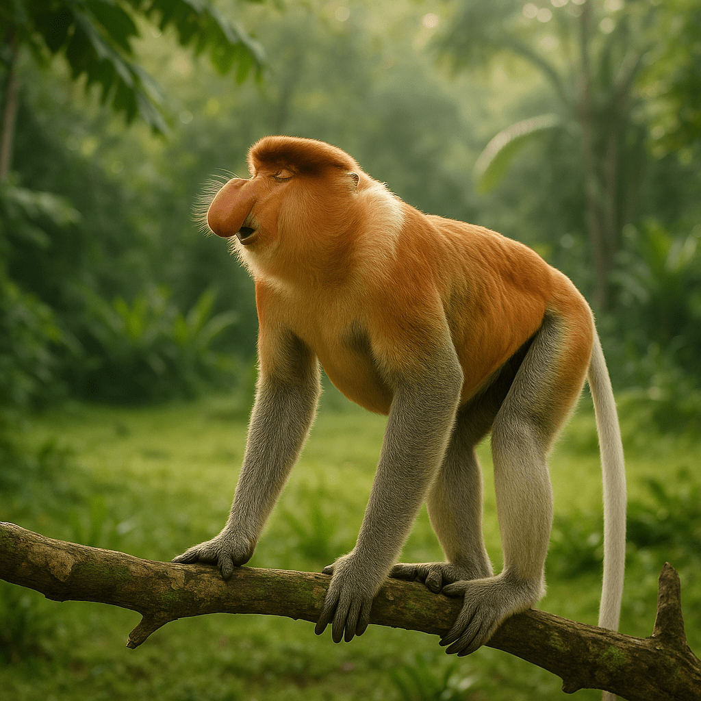 Nasique sur une branche au-dessus de l'eau