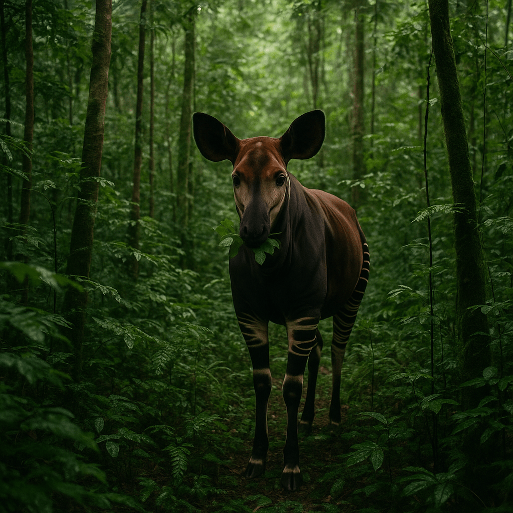 Okapi dans la forêt congolaise