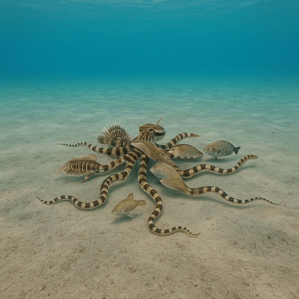 Pieuvre mimétique en pleine imitation